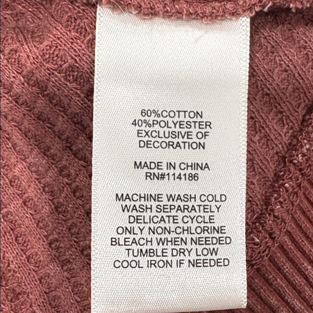 FRYE AND CO. Lace-Up Ribbed Long Sleeve Top - Maroon - Picture 4 of 7